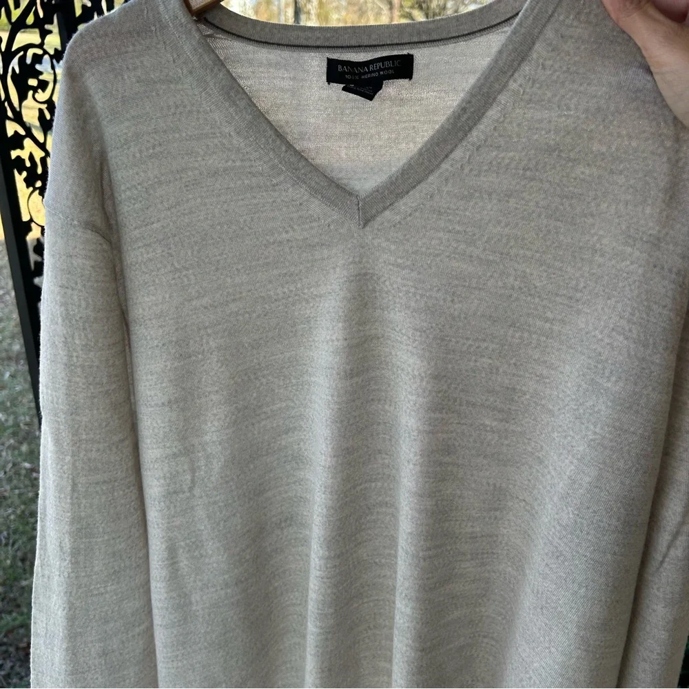Men’s 100% Merino Wool Pullover V Neck Long Sleeve XXL Banana Republic